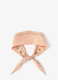 Pink Linen Embellished Neck Scarf