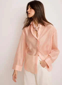 Pink Linen Embellished Neck Scarf