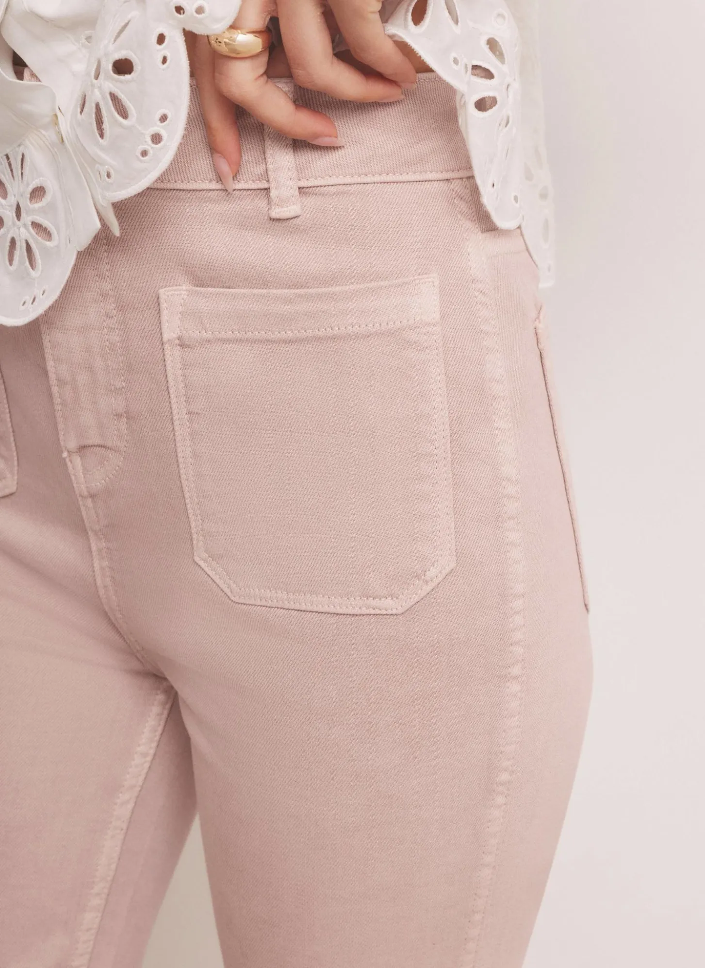 Pink Patch Pocket Flared Jeans