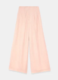 Pink Pleat Detail Wide Leg Trousers