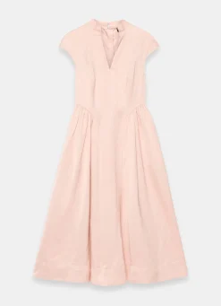 Pink Ruched Detail Midi Dress