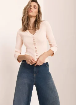 Pink Ruffle Detail Cardigan