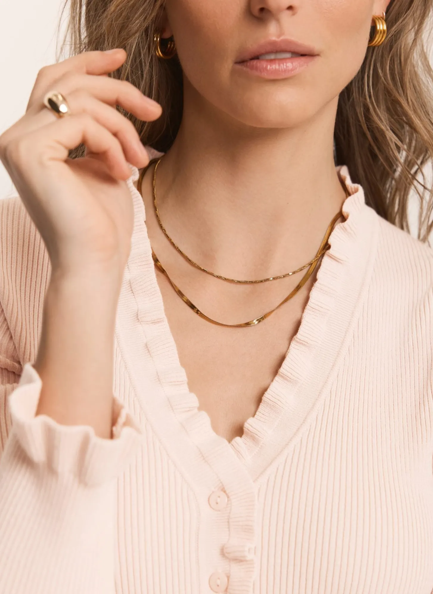 Pink Ruffle Detail Cardigan