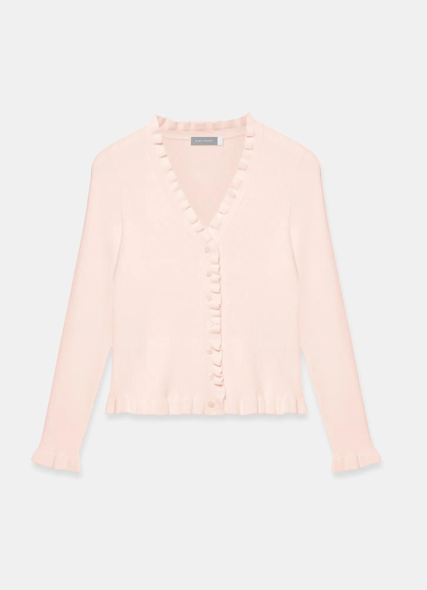 Pink Ruffle Detail Cardigan