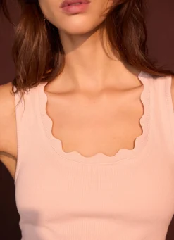 Pink Scallop Trim Vest Top