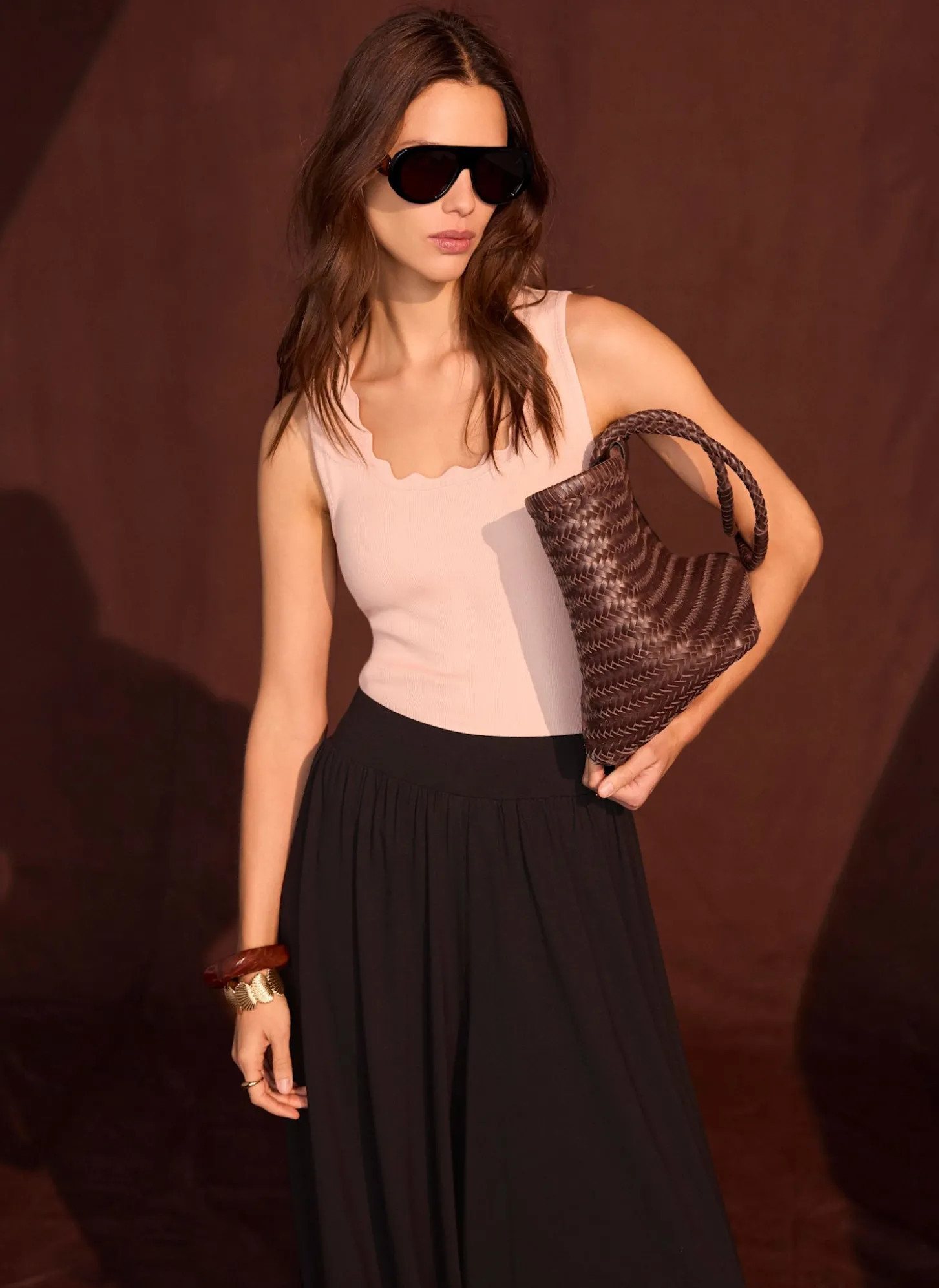 Pink Scallop Trim Vest Top