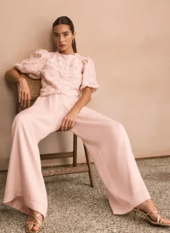 Pink Textured Puff Sleeve Blouse