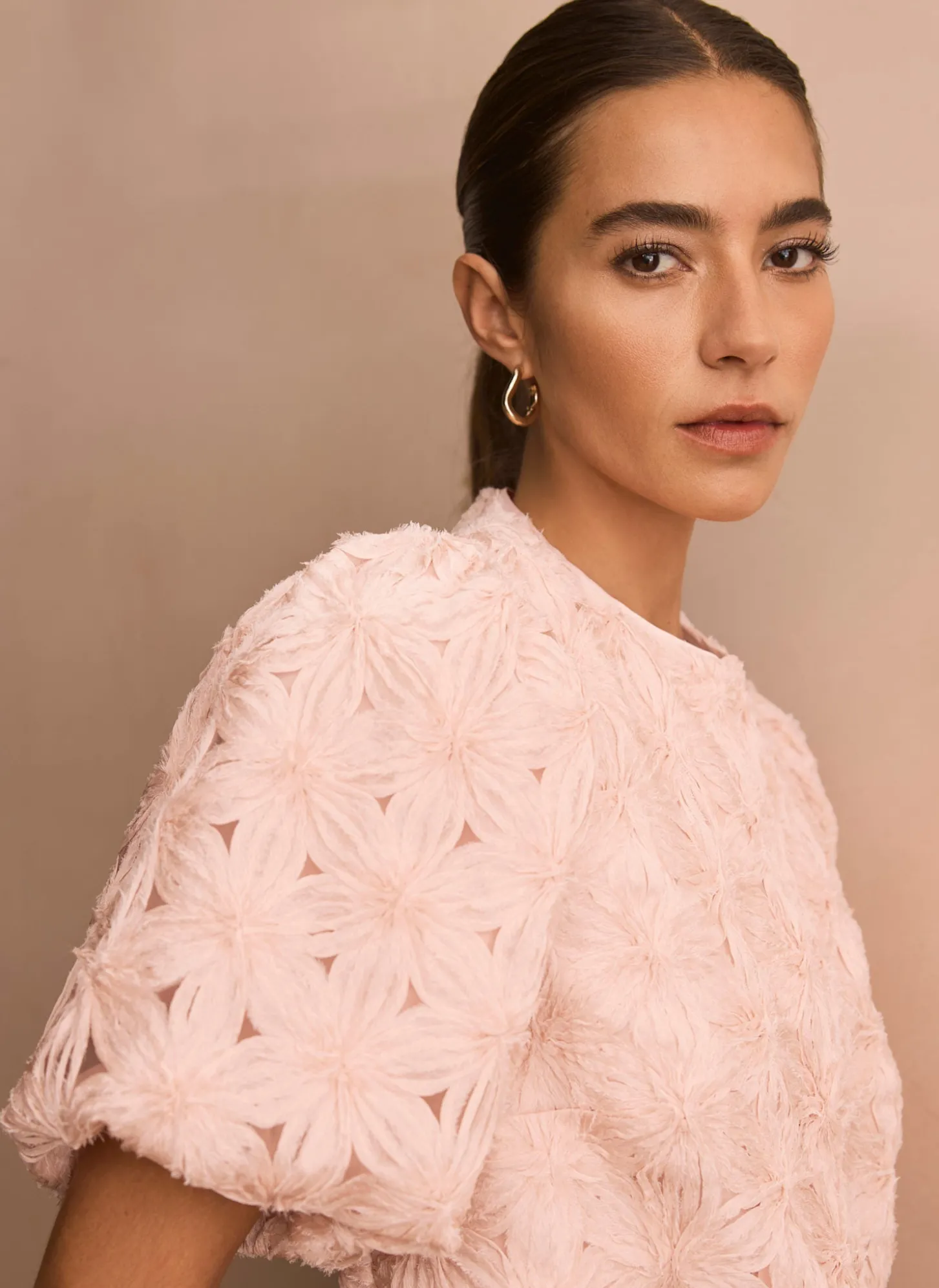 Pink Textured Puff Sleeve Blouse