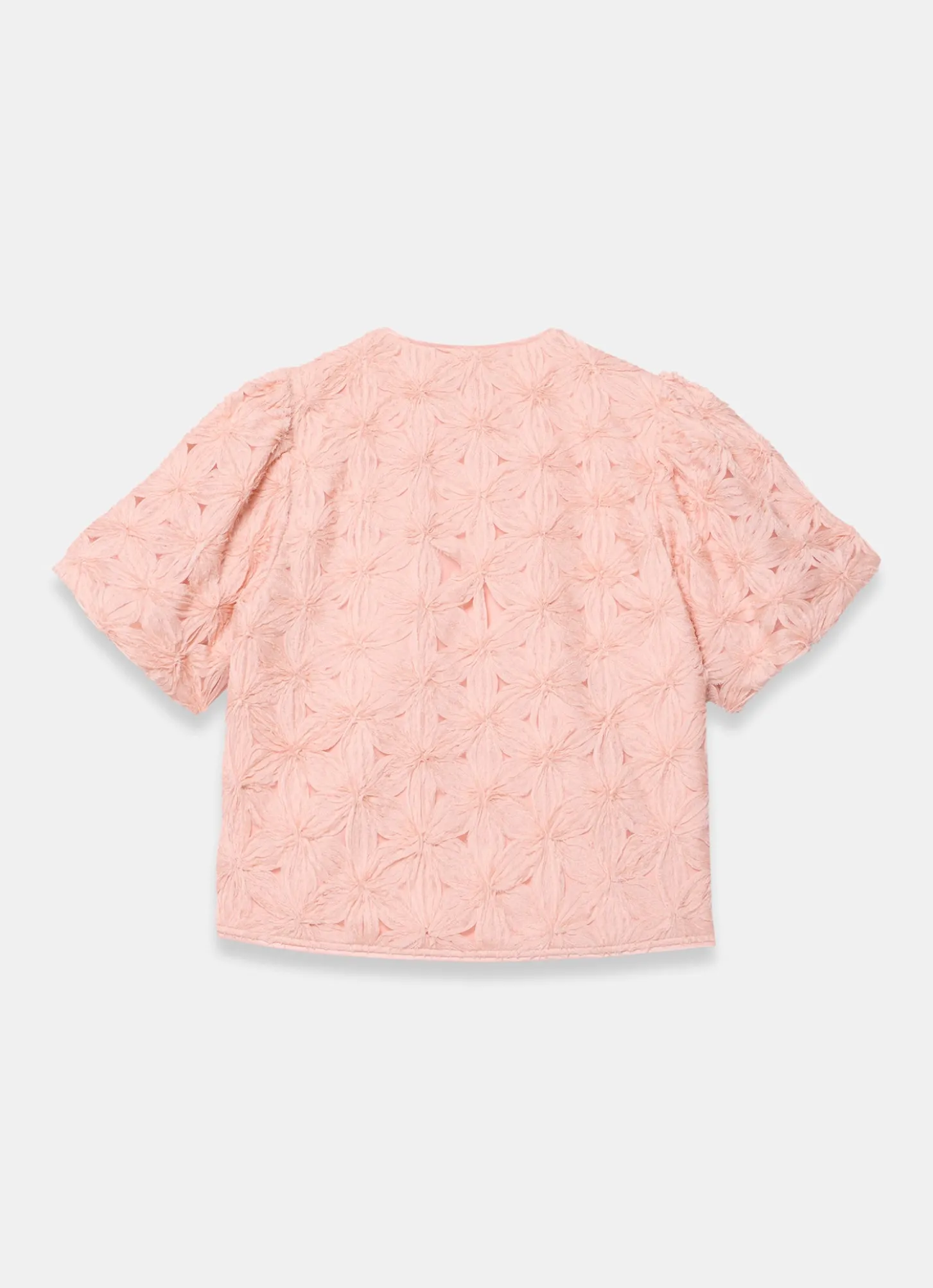Pink Textured Puff Sleeve Blouse
