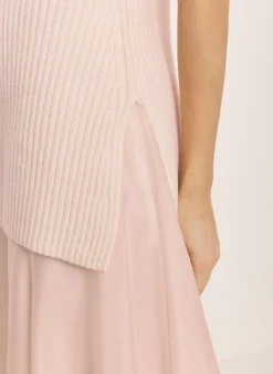Pink Wool Blend Longline Knit Top