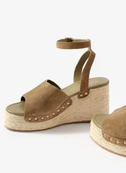 Raya Neutral Suede Espadrille Wedges