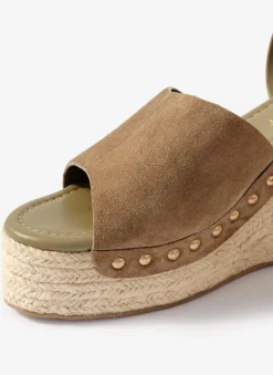 Raya Neutral Suede Espadrille Wedges