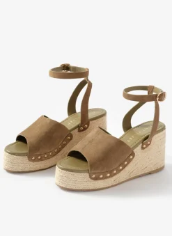 Raya Neutral Suede Espadrille Wedges