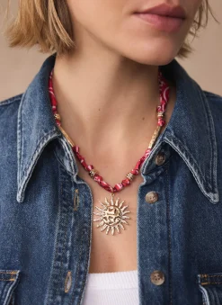 Red Bandana Sun Charm Necklace
