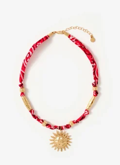 Red Bandana Sun Charm Necklace