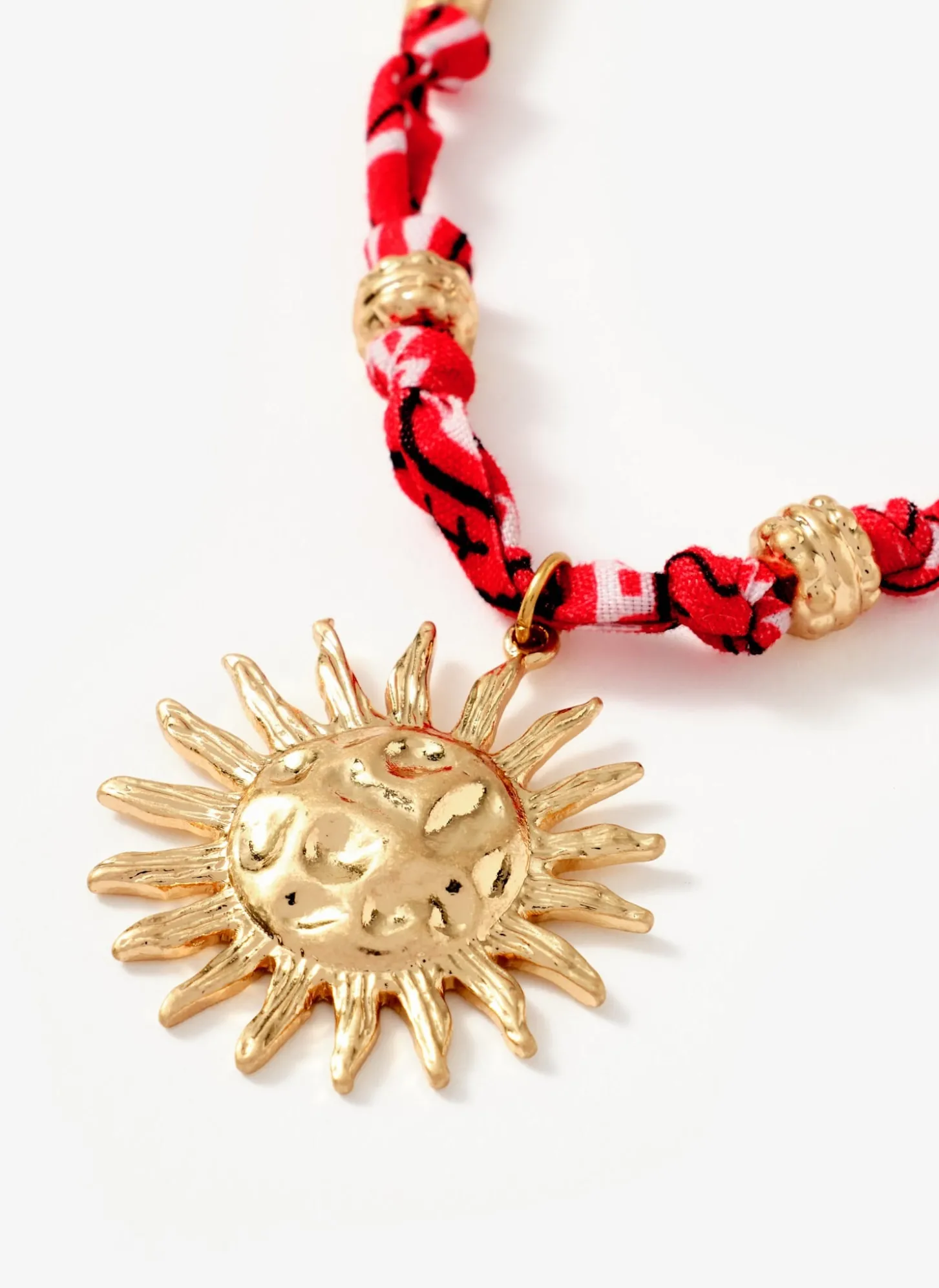 Red Bandana Sun Charm Necklace