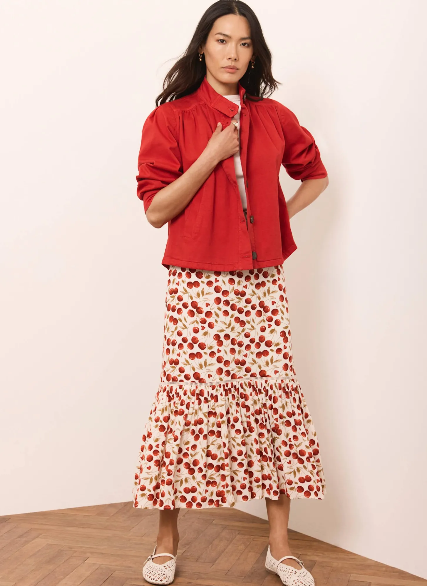 Red Cherry Print Skirt