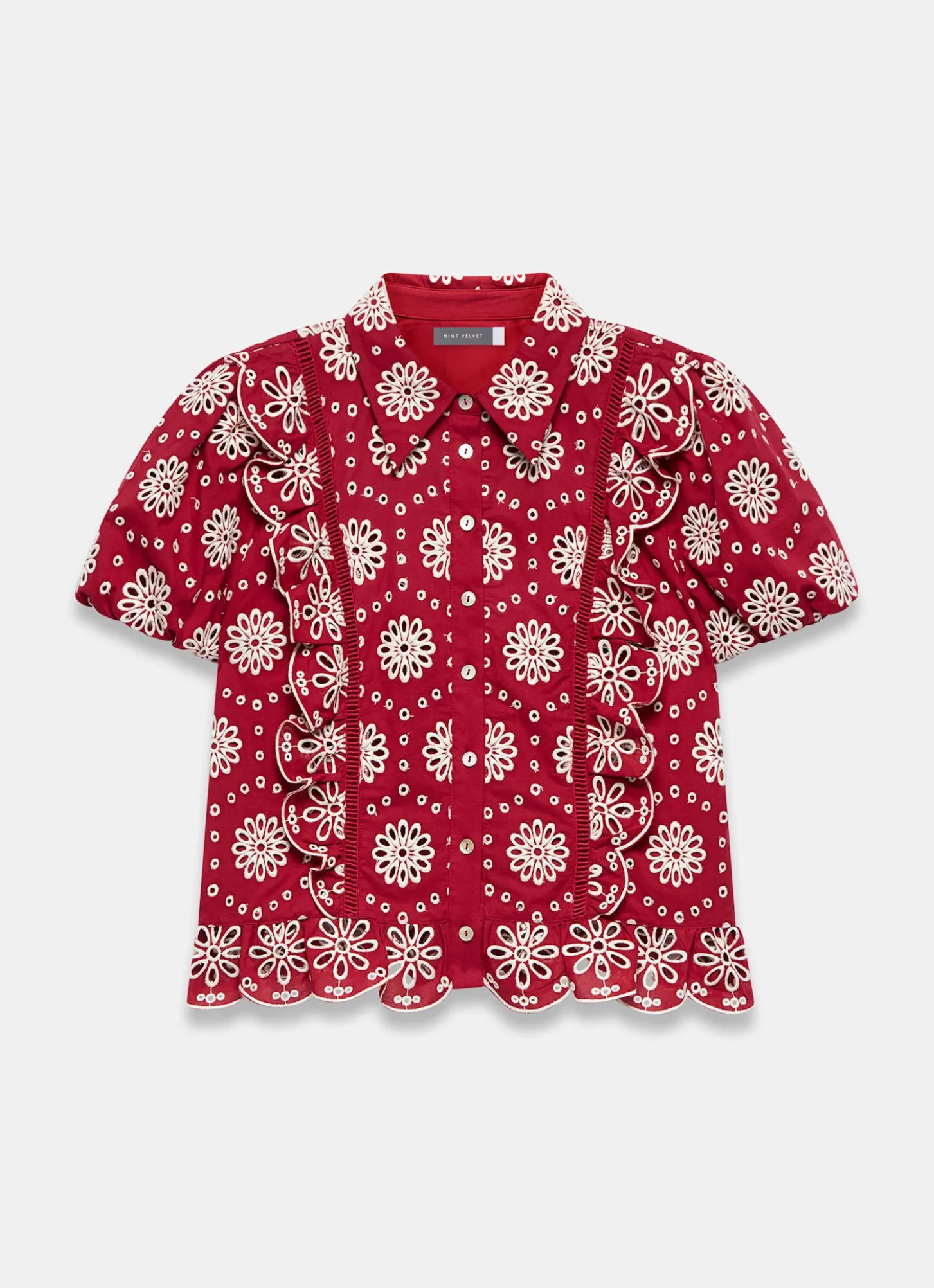 Red Cotton Broderie Shirt