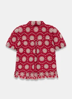Red Cotton Broderie Shirt