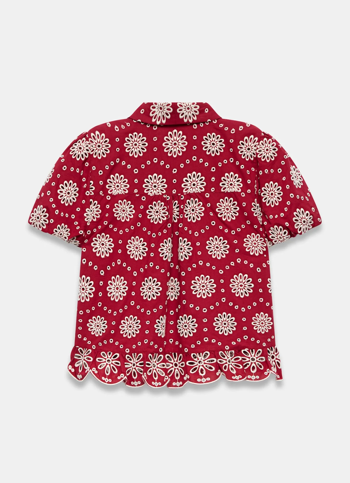 Red Cotton Broderie Shirt