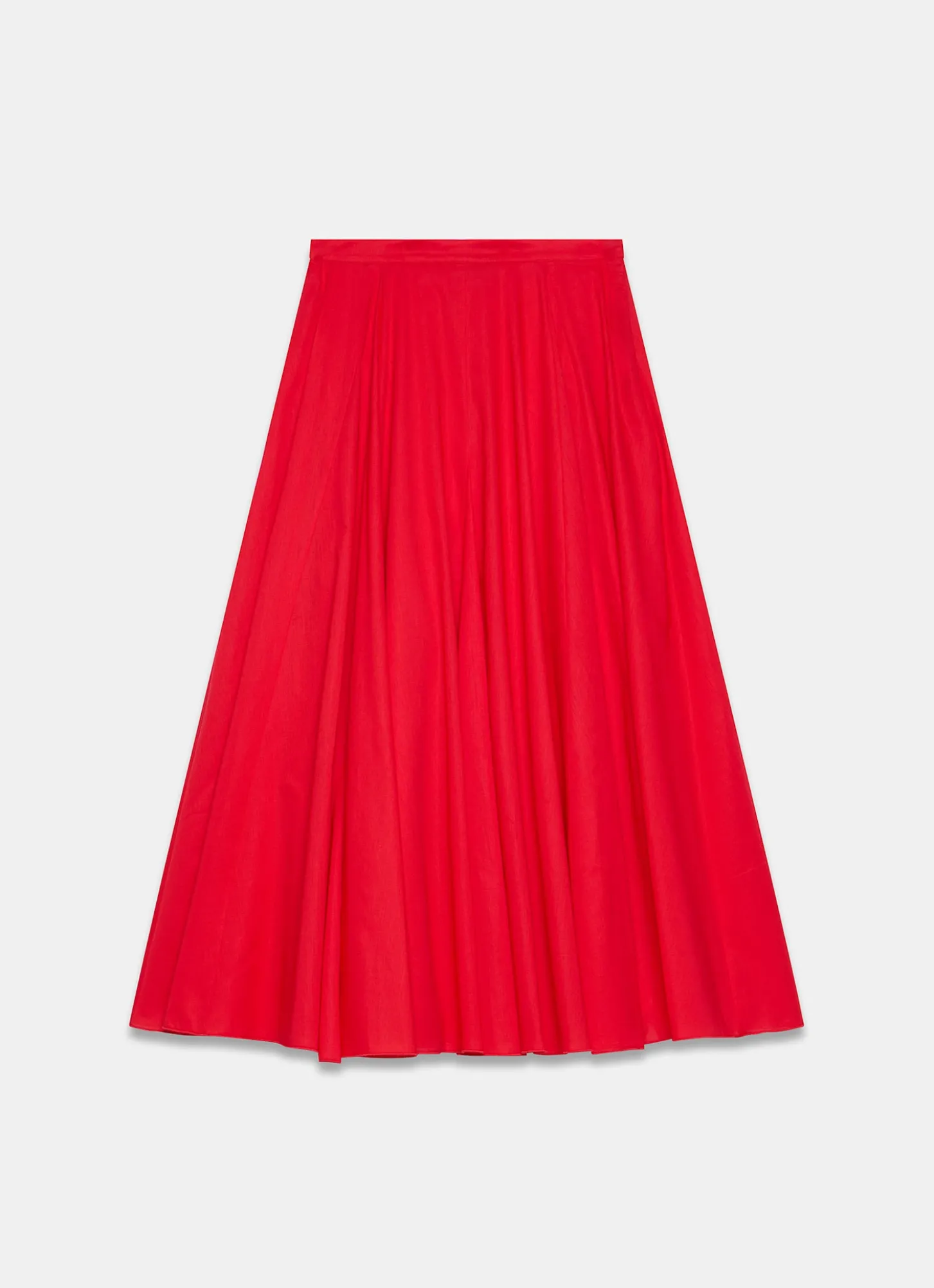 Red Cotton Full Midi Skirt