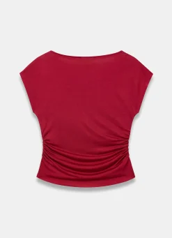 Red Drape Detail Top