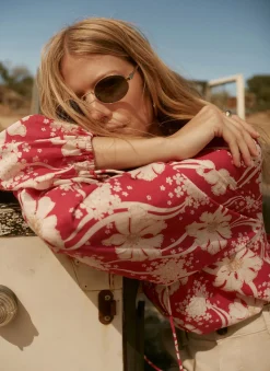 Red Floral Print Blouse
