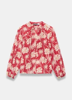 Red Floral Print Blouse
