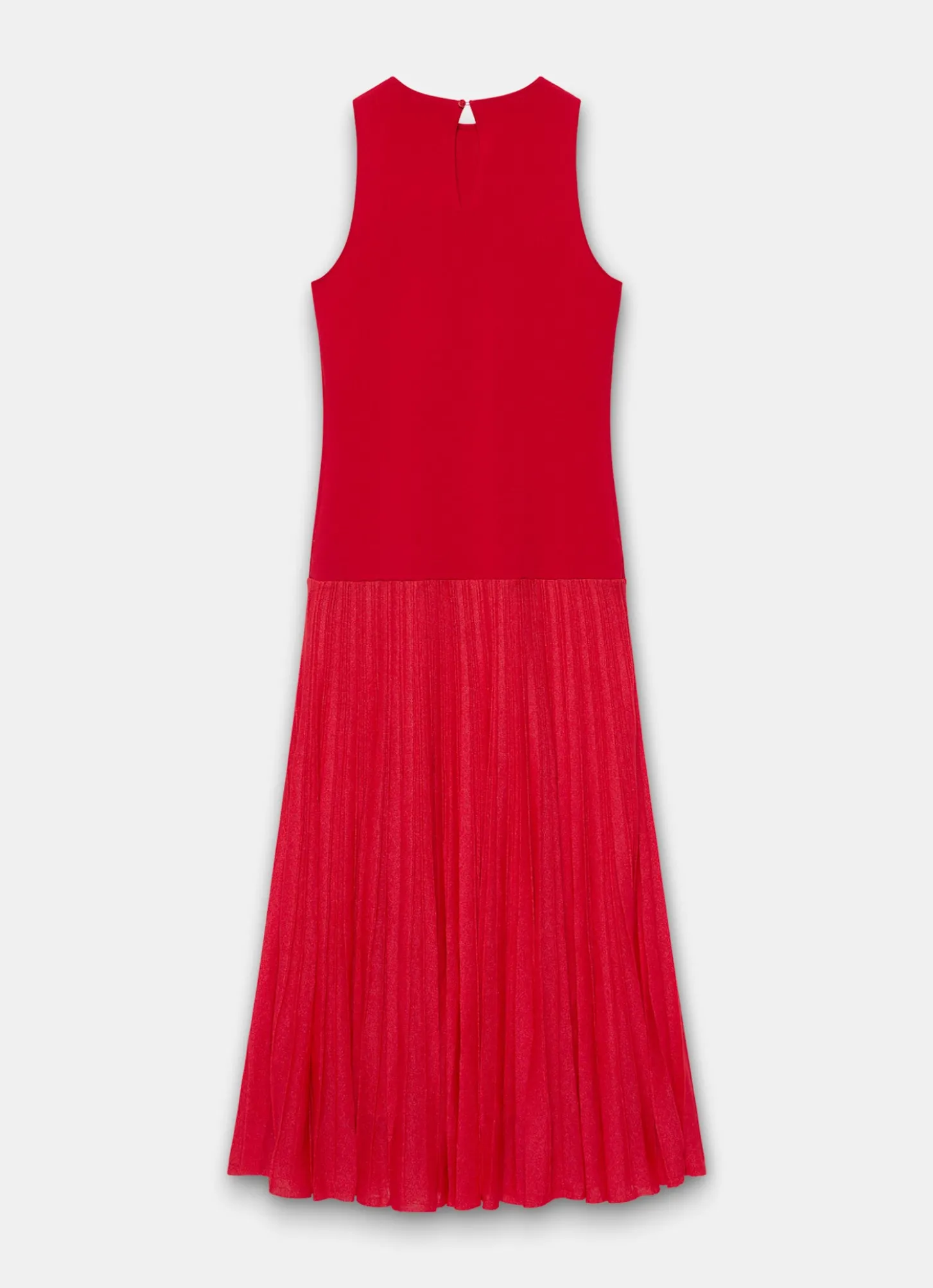 Red Knit Pleated Maxi Dress