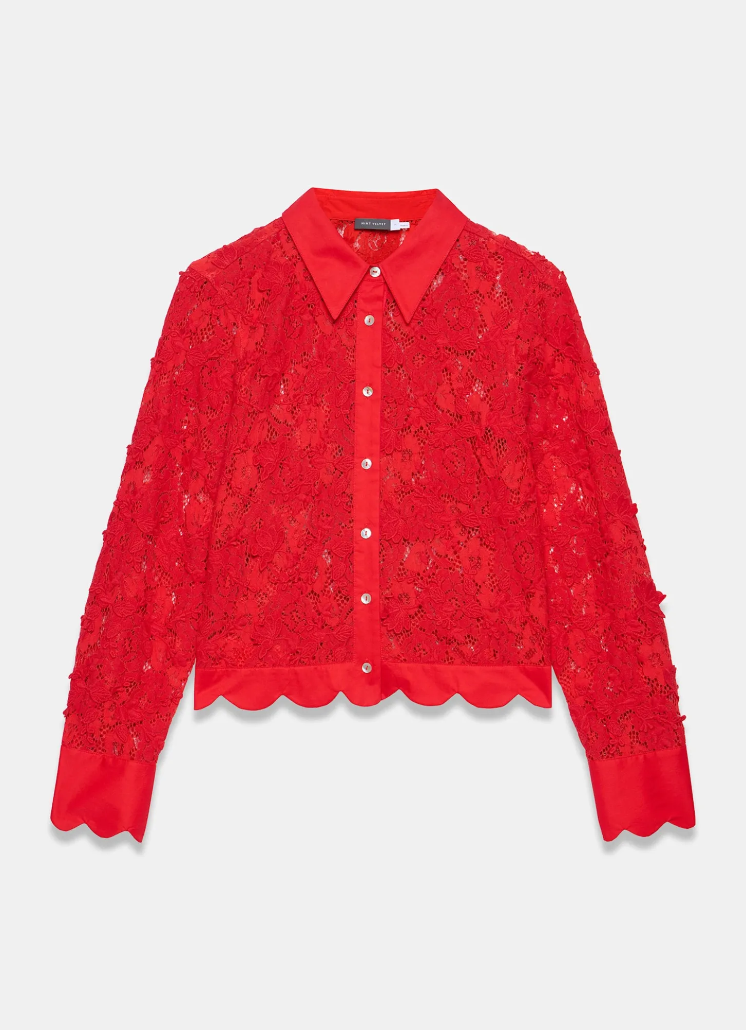 Red Lace Cropped Shirt