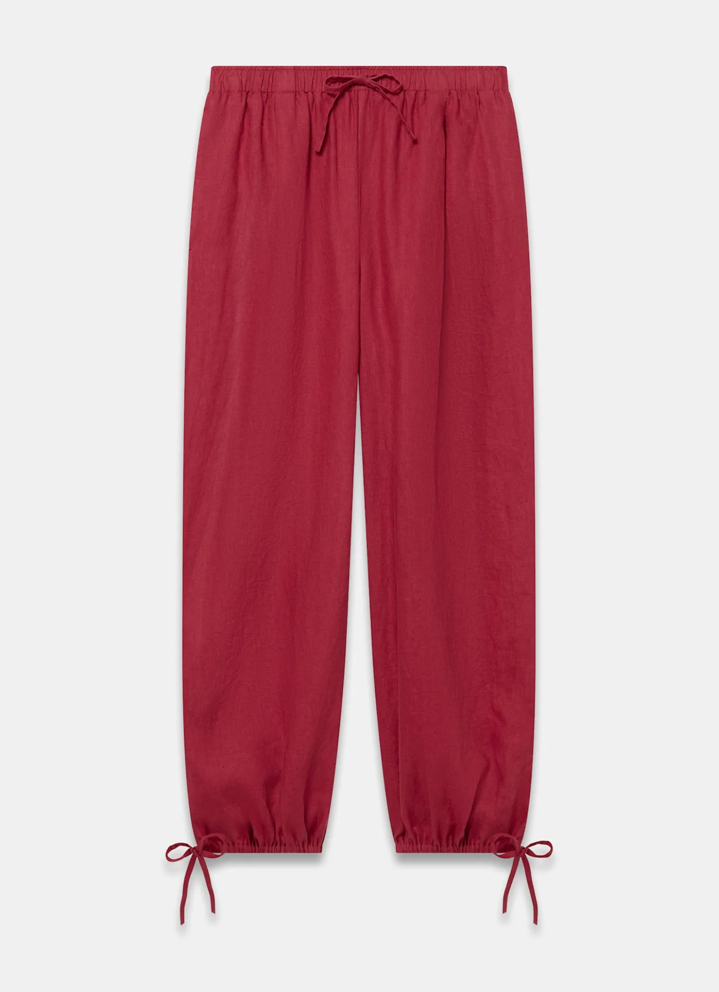 Red Linen Balloon Trousers