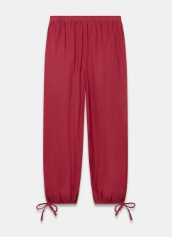 Red Linen Balloon Trousers