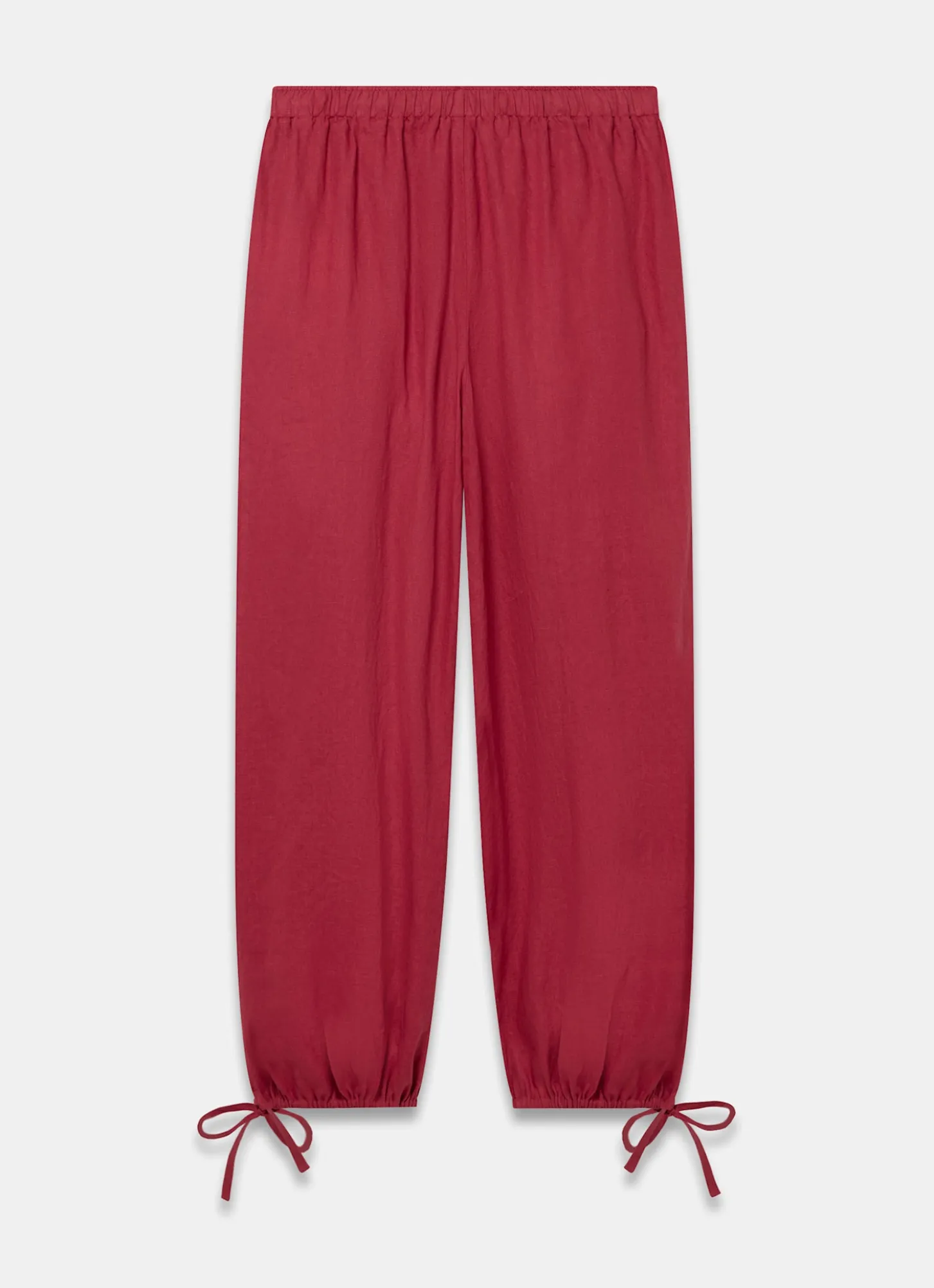 Red Linen Balloon Trousers