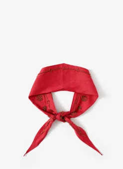 Red Linen Embellished Neck Scarf