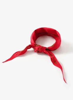 Red Linen Embellished Neck Scarf