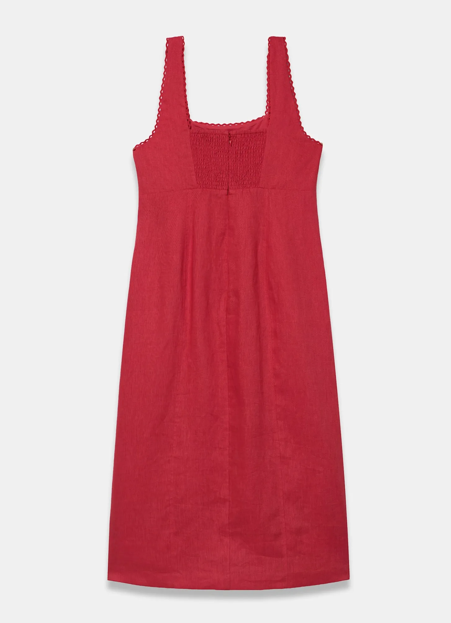 Red Linen Midi Dress