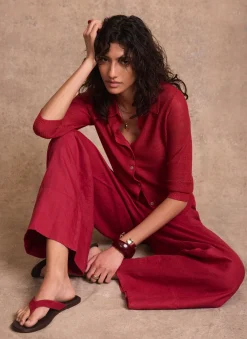 Red Metallic Knit Top
