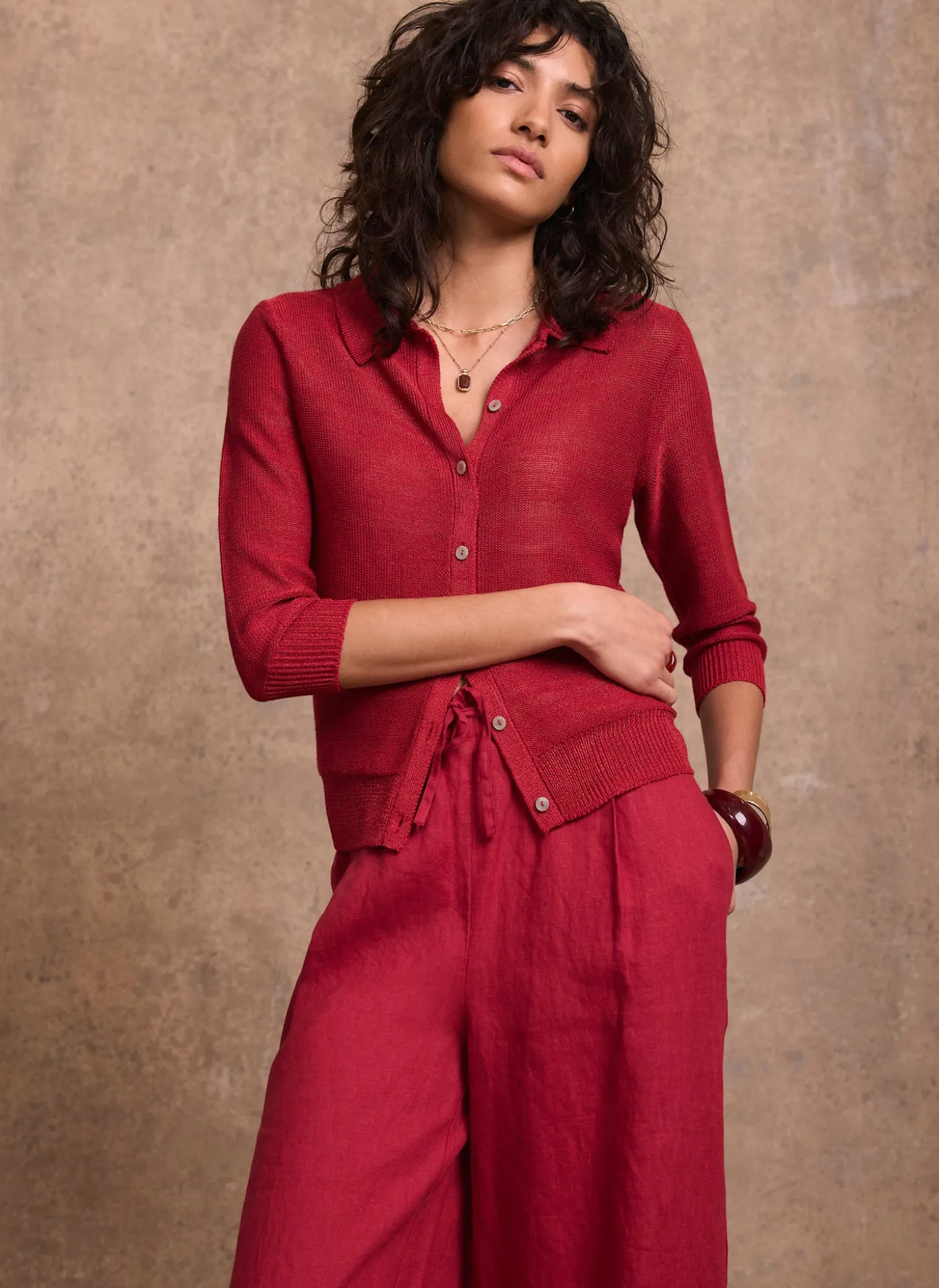 Red Metallic Knit Top