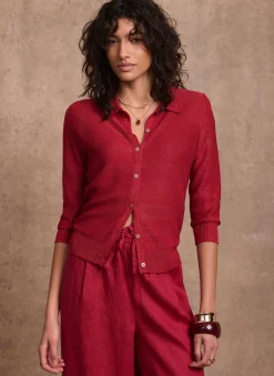Red Metallic Knit Top