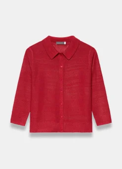 Red Metallic Knit Top