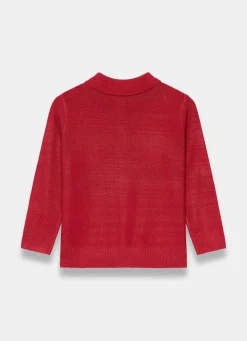 Red Metallic Knit Top