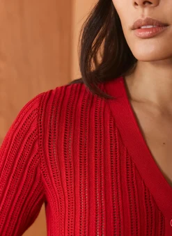 Red Open Knit Top