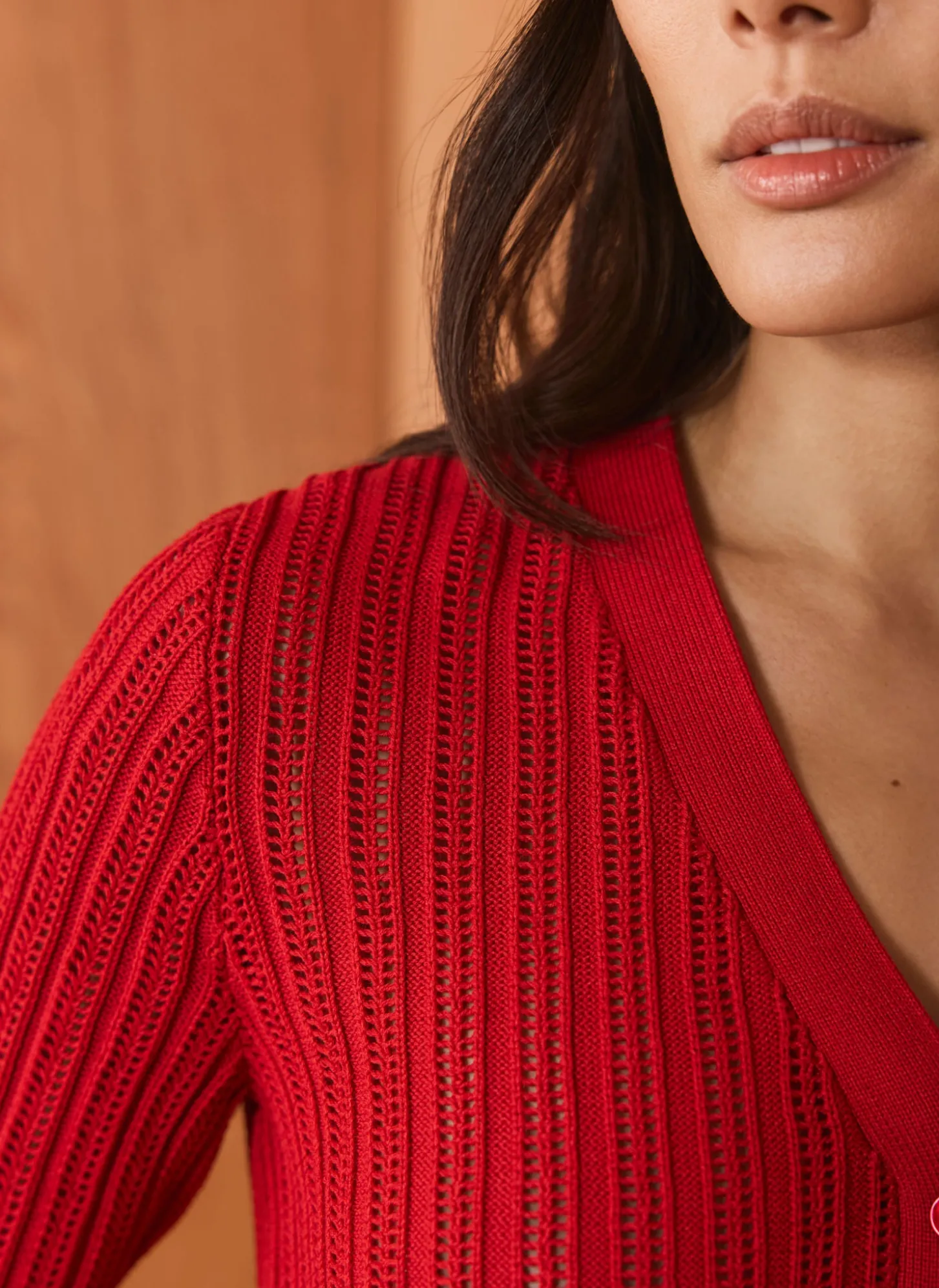 Red Open Knit Top