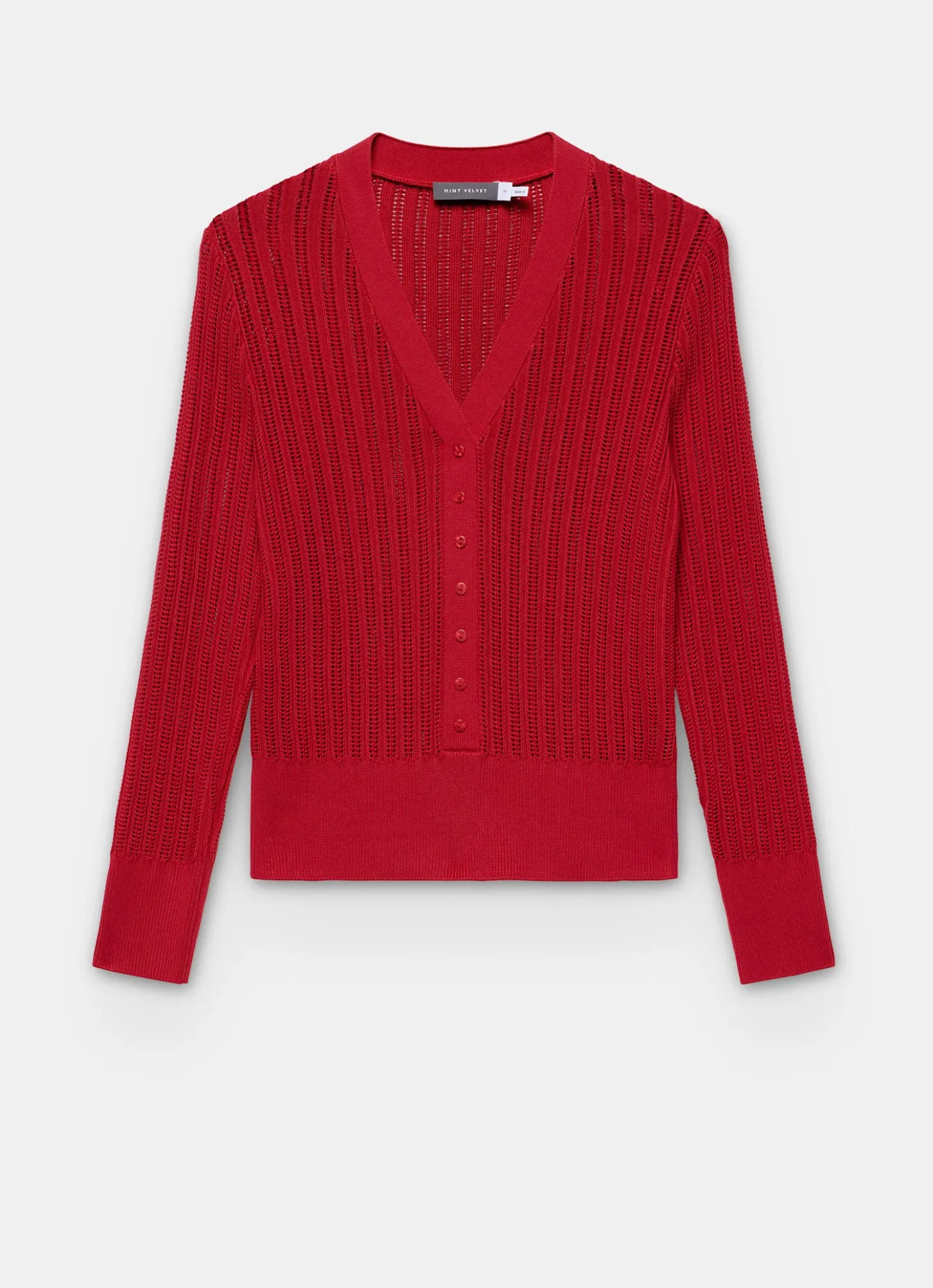 Red Open Knit Top