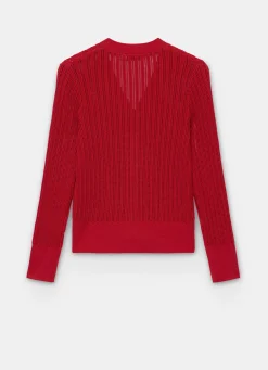 Red Open Knit Top