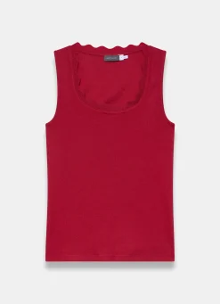 Red Scallop Trim Vest Top