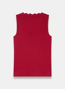Red Scallop Trim Vest Top