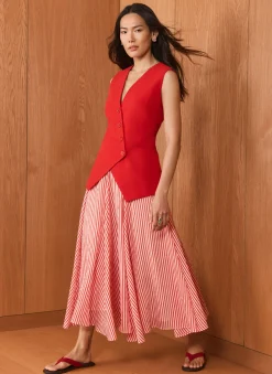 Red Stripe Maxi Skirt