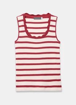 Red Stripe Scallop Trim Vest