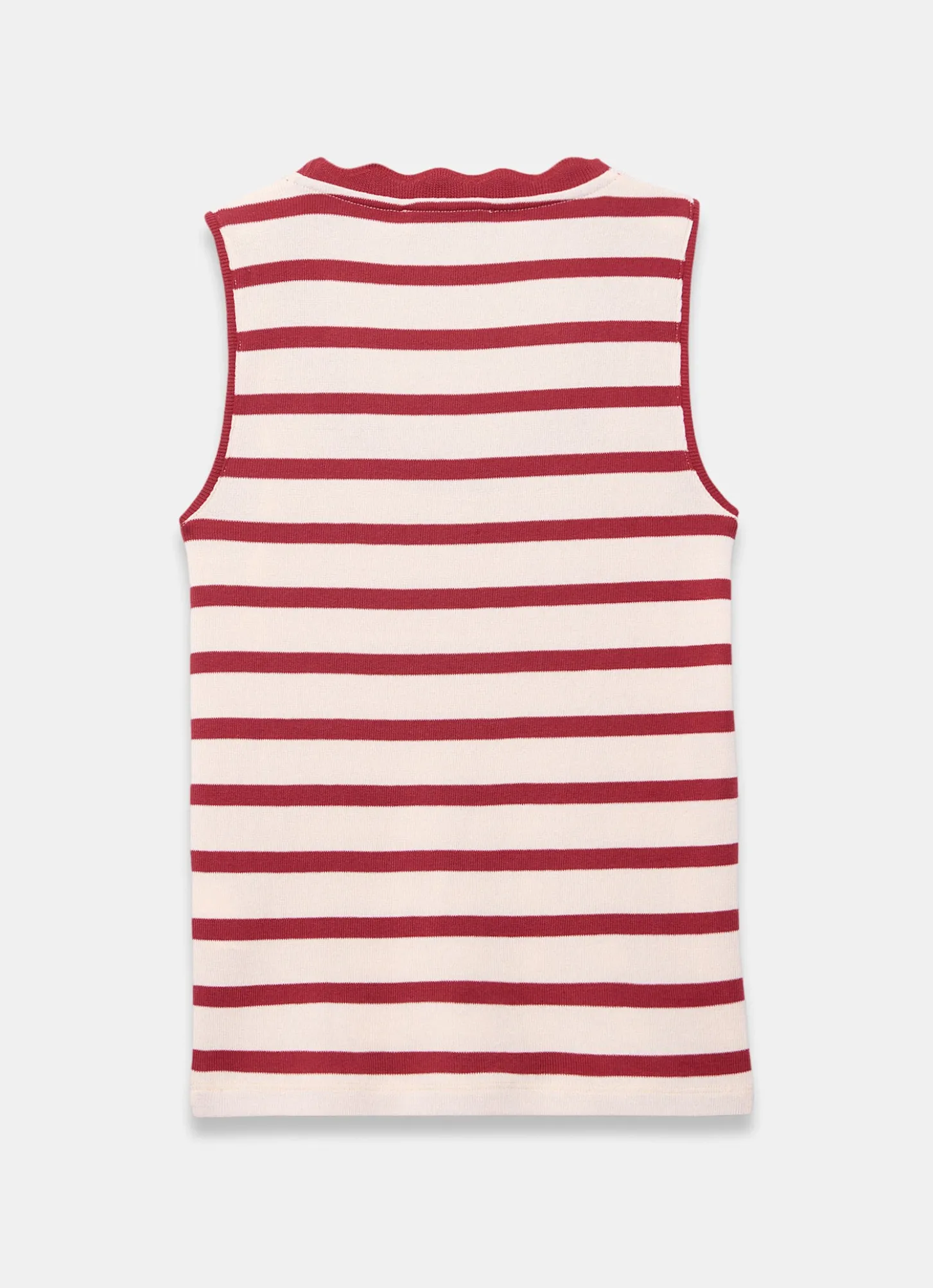 Red Stripe Scallop Trim Vest